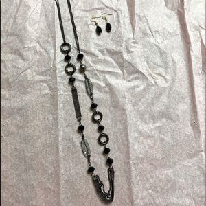 Black Necklace and Earrings Set